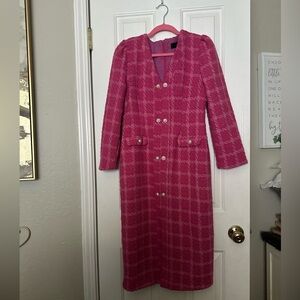 Chic Pink Long Coat with Button Details